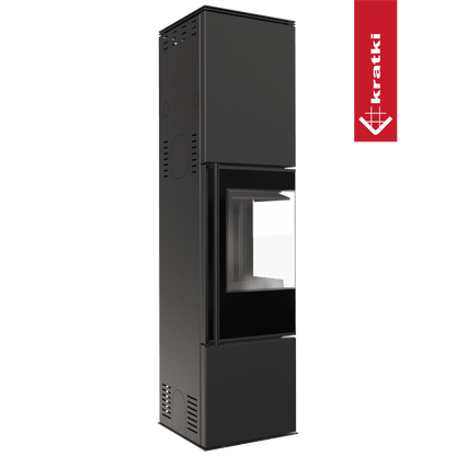 Kratki Kaminofen aus Stahl KRATKI REN/L rechts Ø 150 7 kW schwarz Verkleidung mit Türfeder