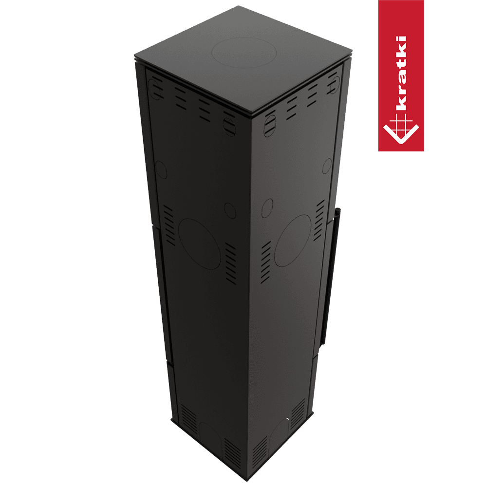 Kratki Kaminofen aus Stahl KRATKI REN/L rechts Ø 150 7 kW schwarz Verkleidung mit Türfeder