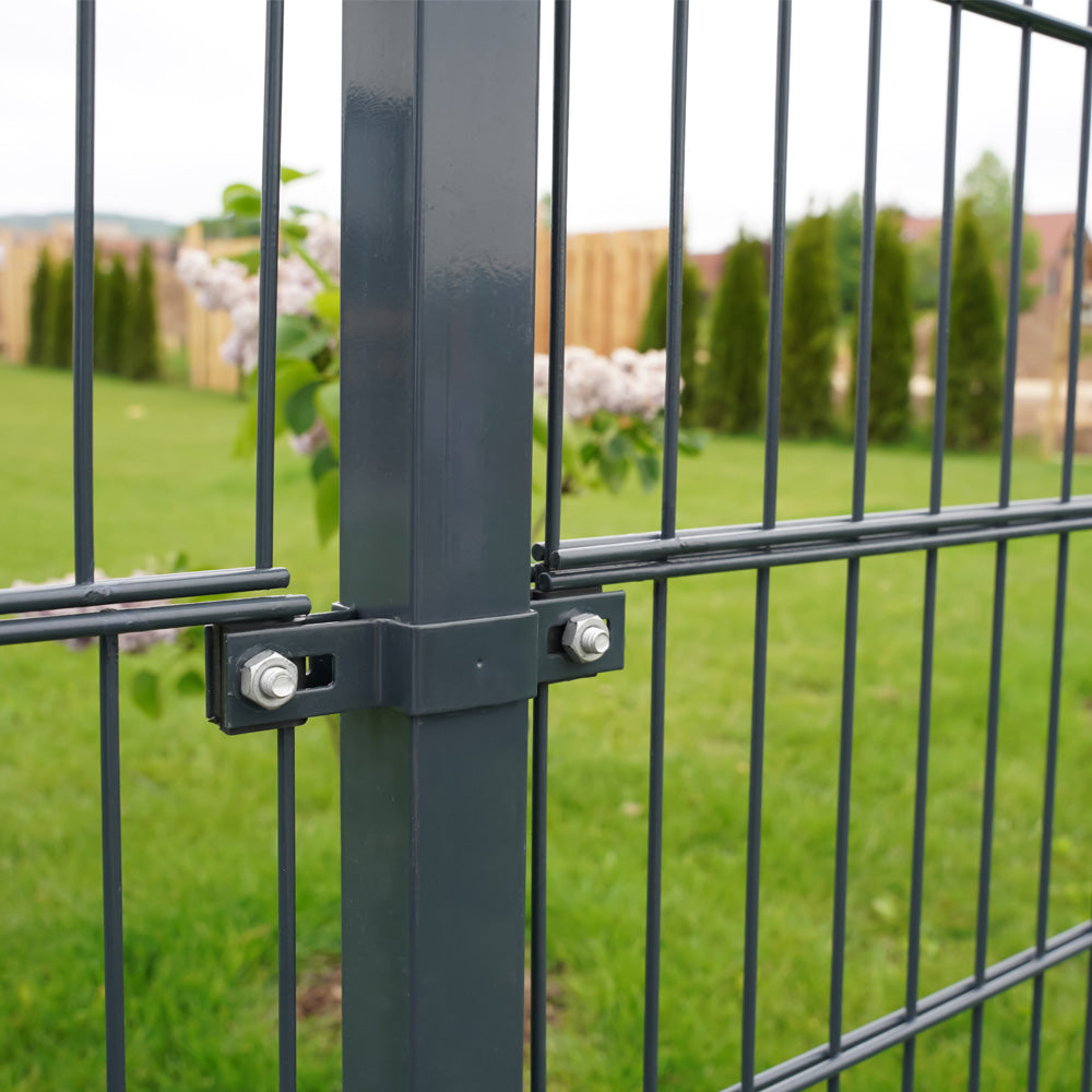 Home Deluxe Doppelstabmattenzaun inkl. Eckpfosten MORATA Anthrazit / Grün - 200 cm x 16 m ohne Eckpfosten