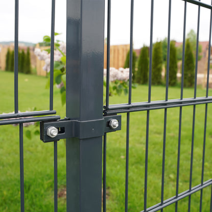 Home Deluxe Doppelstabmattenzaun inkl. Eckpfosten MORATA Anthrazit / Grün - 200 cm x 16 m ohne Eckpfosten