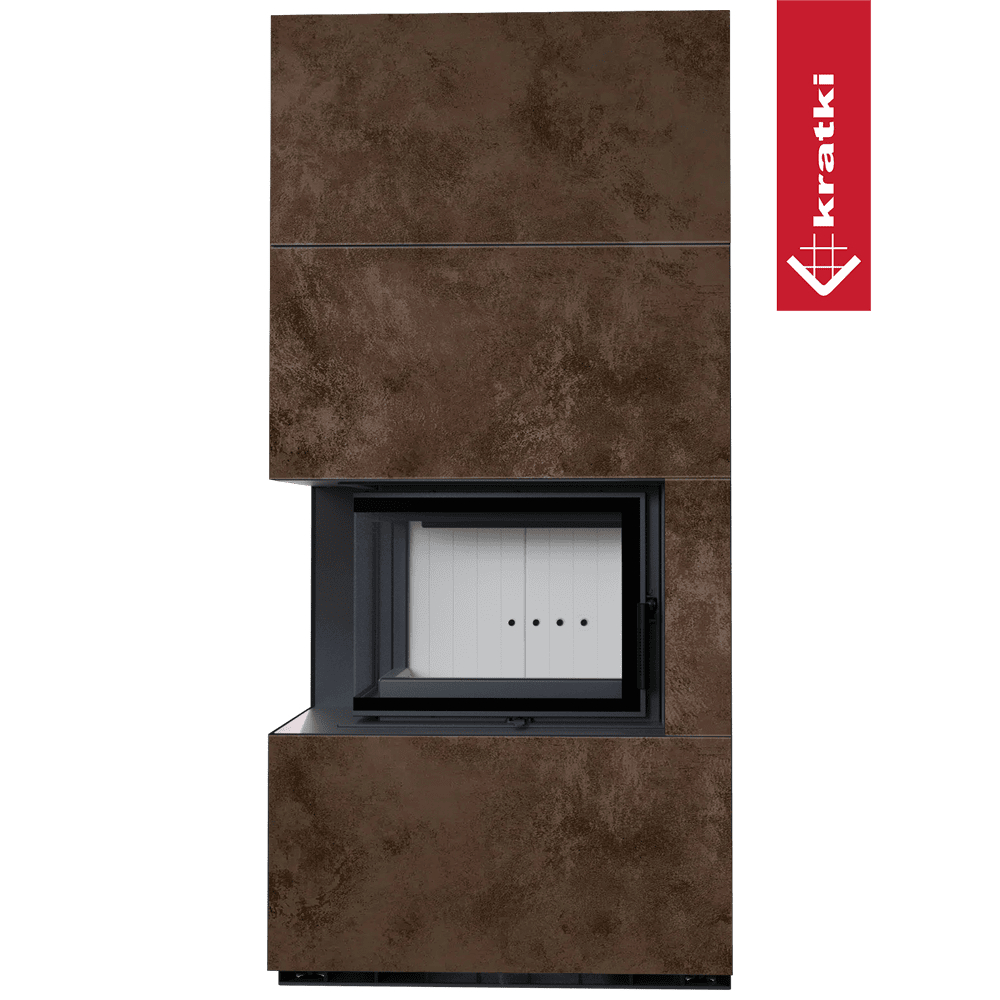 Kratki Kaminbausatz KRATKI FLOKI BOX links 8 kW Ø 160 Quarzsinter OXIDE MORO mit Türfeder