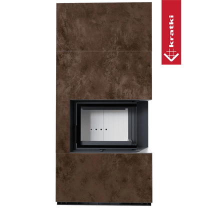 Kratki Kaminbausatz KRATKI FLOKI BOX rechts 8 kW Ø 160 Quarzsinter OXIDE MORO mit Türfeder
