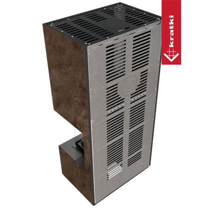 Kratki Kaminbausatz KRATKI FLOKI BOX rechts 8 kW Ø 160 Quarzsinter OXIDE MORO mit Türfeder