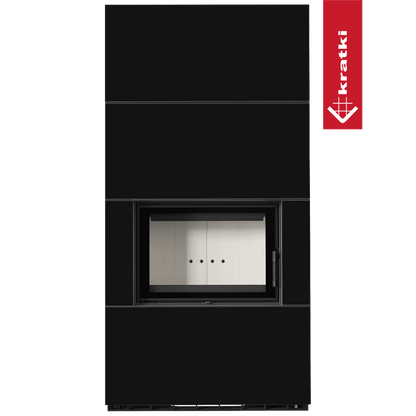 Kratki Kaminbausatz KRATKI FLOKI BOX 8 kW Ø 160 Quarzsinter NERO ASSOLUTO mit Türfeder