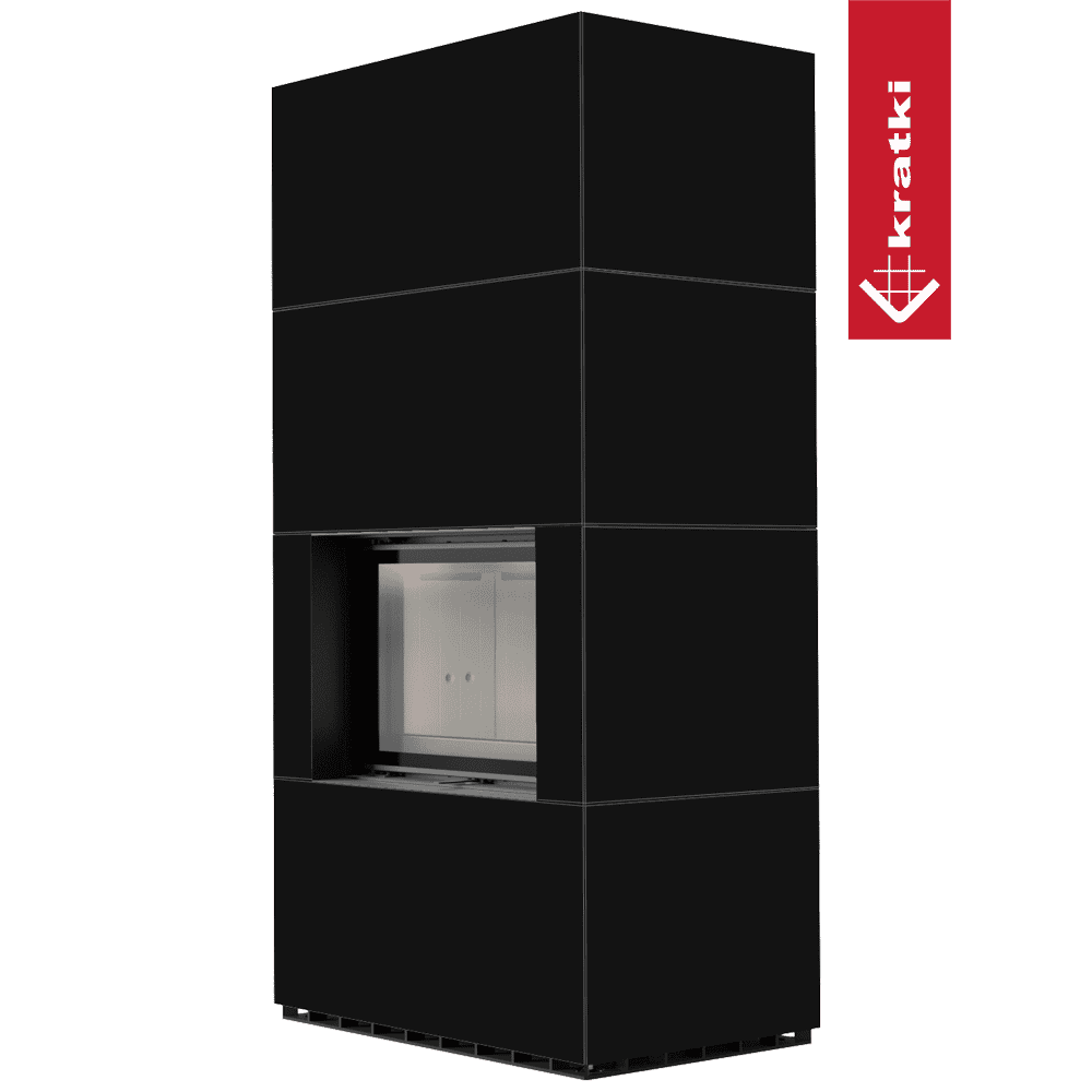 Kratki Kaminbausatz KRATKI FLOKI BOX 8 kW Ø 160 Quarzsinter NERO ASSOLUTO mit Türfeder