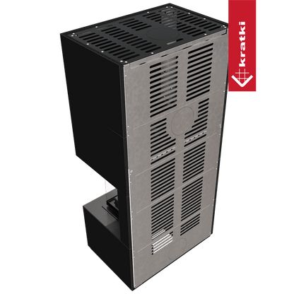 Kratki Kaminbausatz KRATKI FLOKI BOX rechts 8 kW Ø 160 Quarzsinter NERO ASSOLUTO mit Türfeder