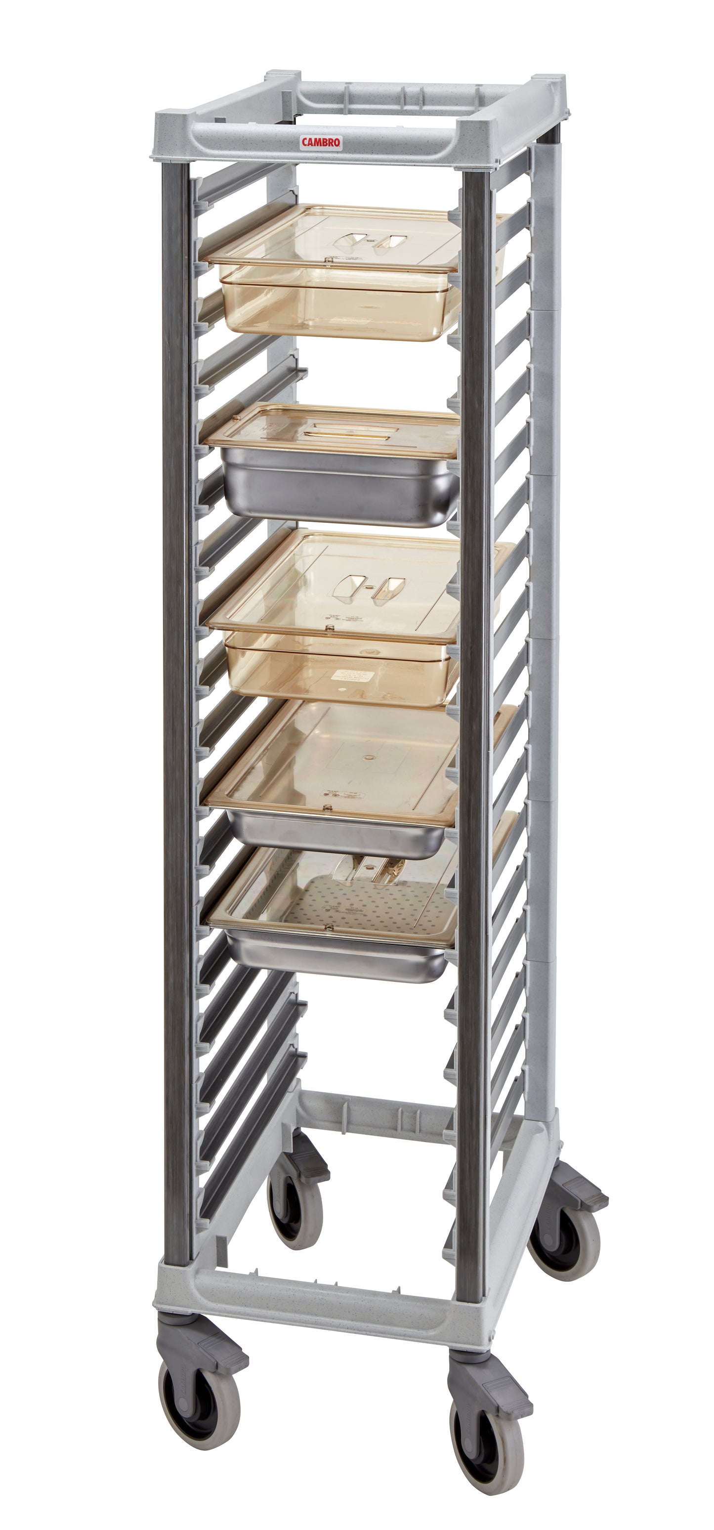 Cambro Camshelving® GN 1/1 Transportwagen, hohe Ausführung, fasst 18x GN-Behälter 1/1-6,5 cm tief, 1 Stück im Karton - UGNPR11F18480
