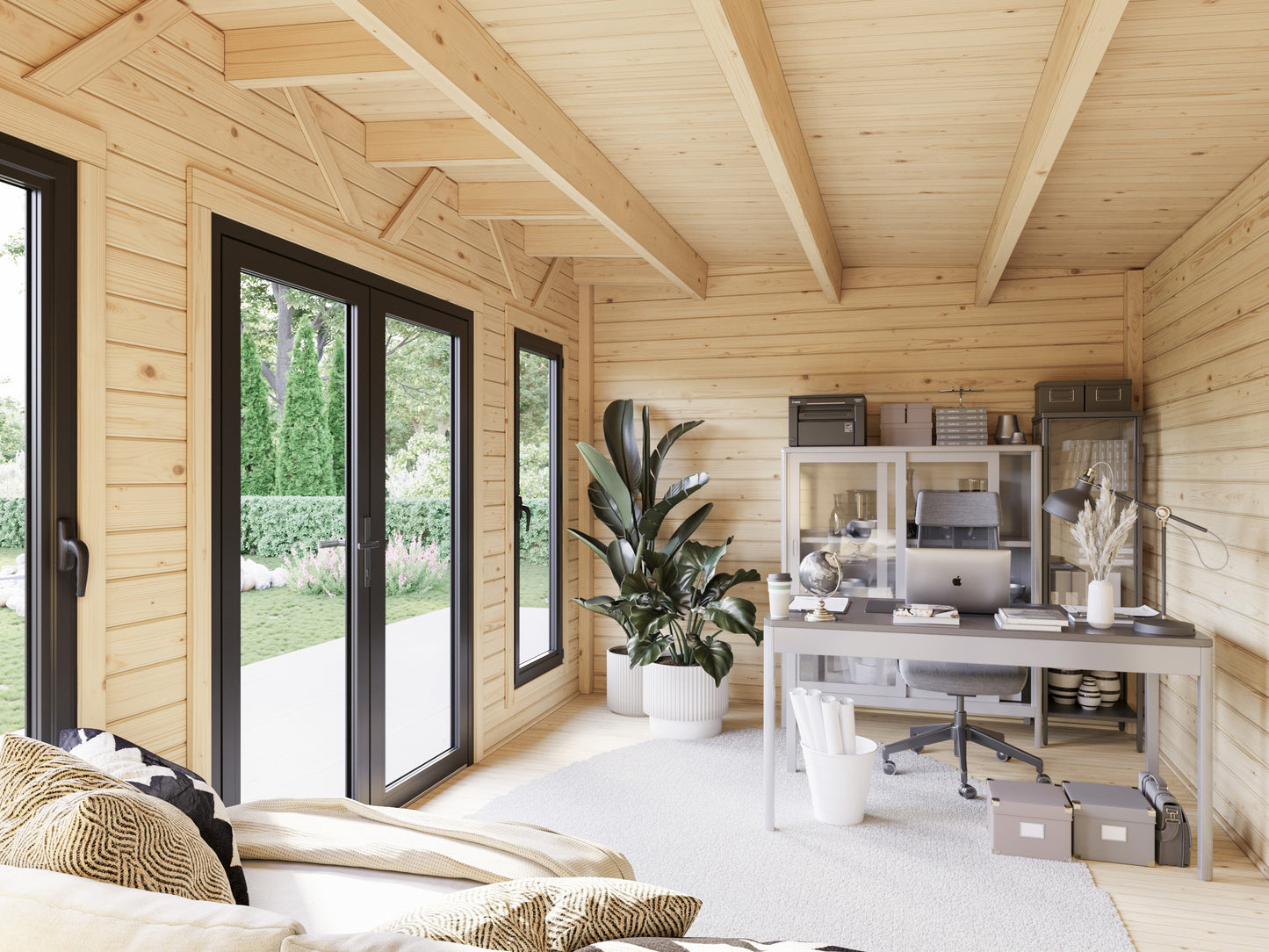 Palmako Aurelia 16,7+7,9 m2 - Lackiert hellgrau RAL7042 + anthrazit RAL7016
