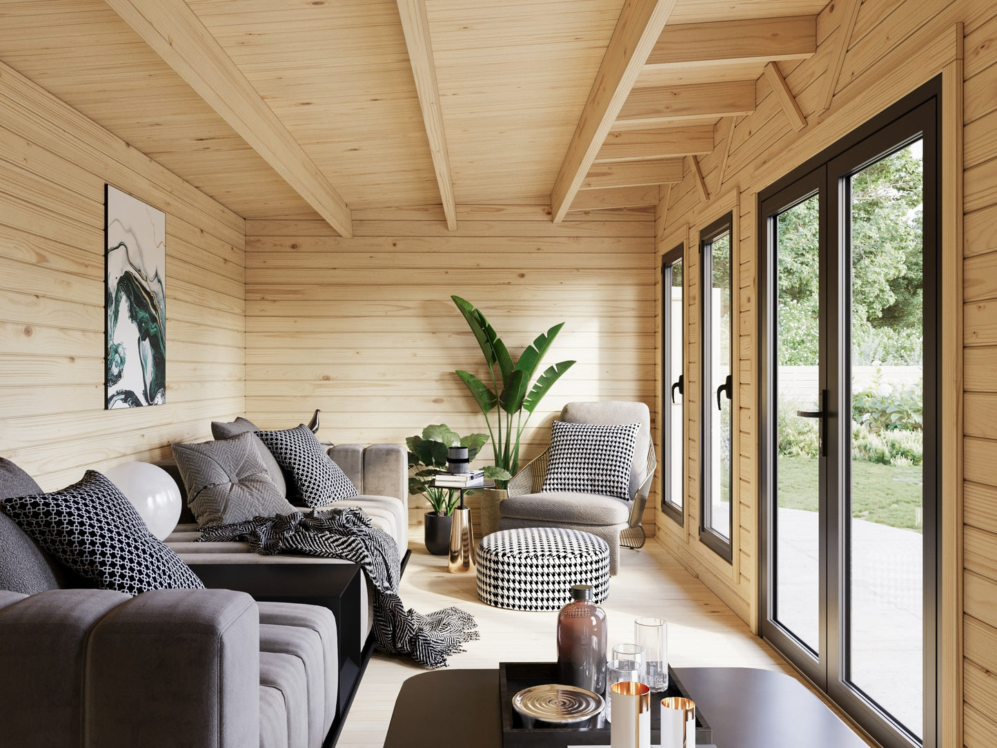 Palmako Aurelia 19,2+7,9 m2 - Lackiert weiß RAL9016 + anthrazit RAL7016