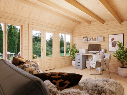 Palmako Claudia Pent 11,5 m2 - Lackiert hellgrau RAL7042 + weiß RAL9016