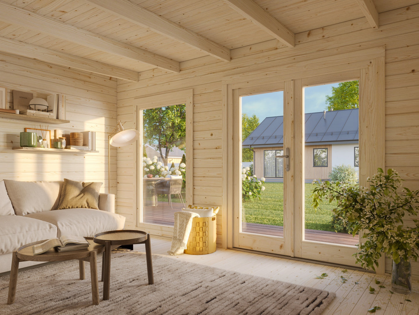 Palmako Heidi 11,7 m2 - Lackiert hellgrau RAL7042 + anthrazit RAL7016