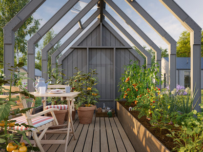 Palmako Emilia 8,2+4,0 m2 (RAL7012) - Lackiert dunkelgrau RAL7012