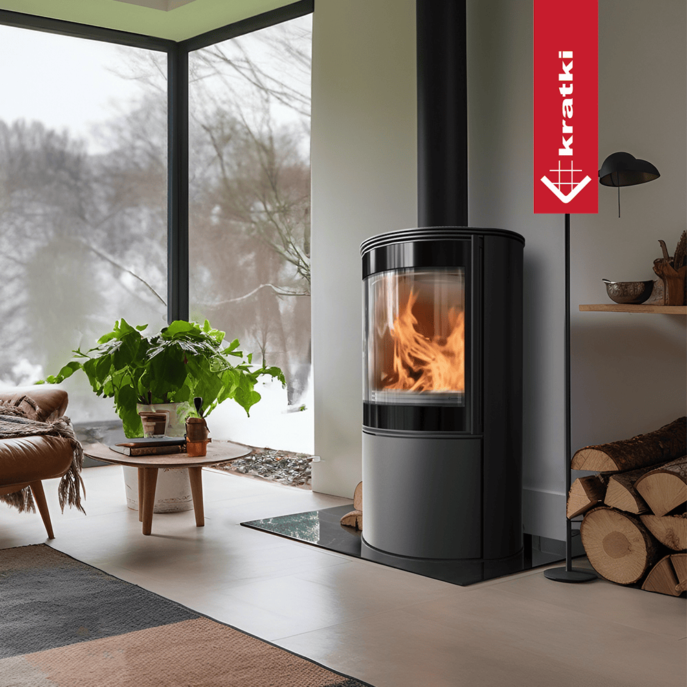 Kratki Kaminofen aus Stahl KRATKI BJORN 10 kW Ø 150 mit Türfeder