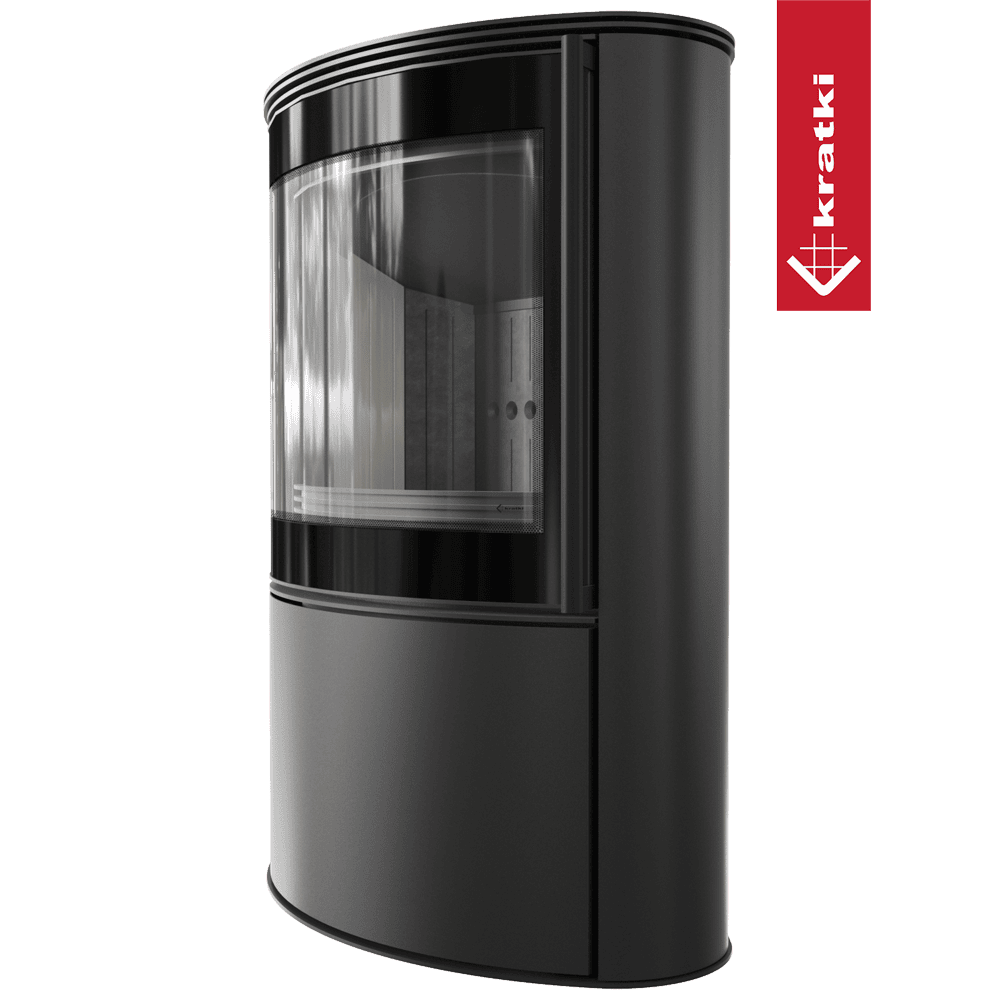 Kratki Kaminofen aus Stahl KRATKI BJORN 10 kW Ø 150 schwarz Verkleidung mit Türfeder