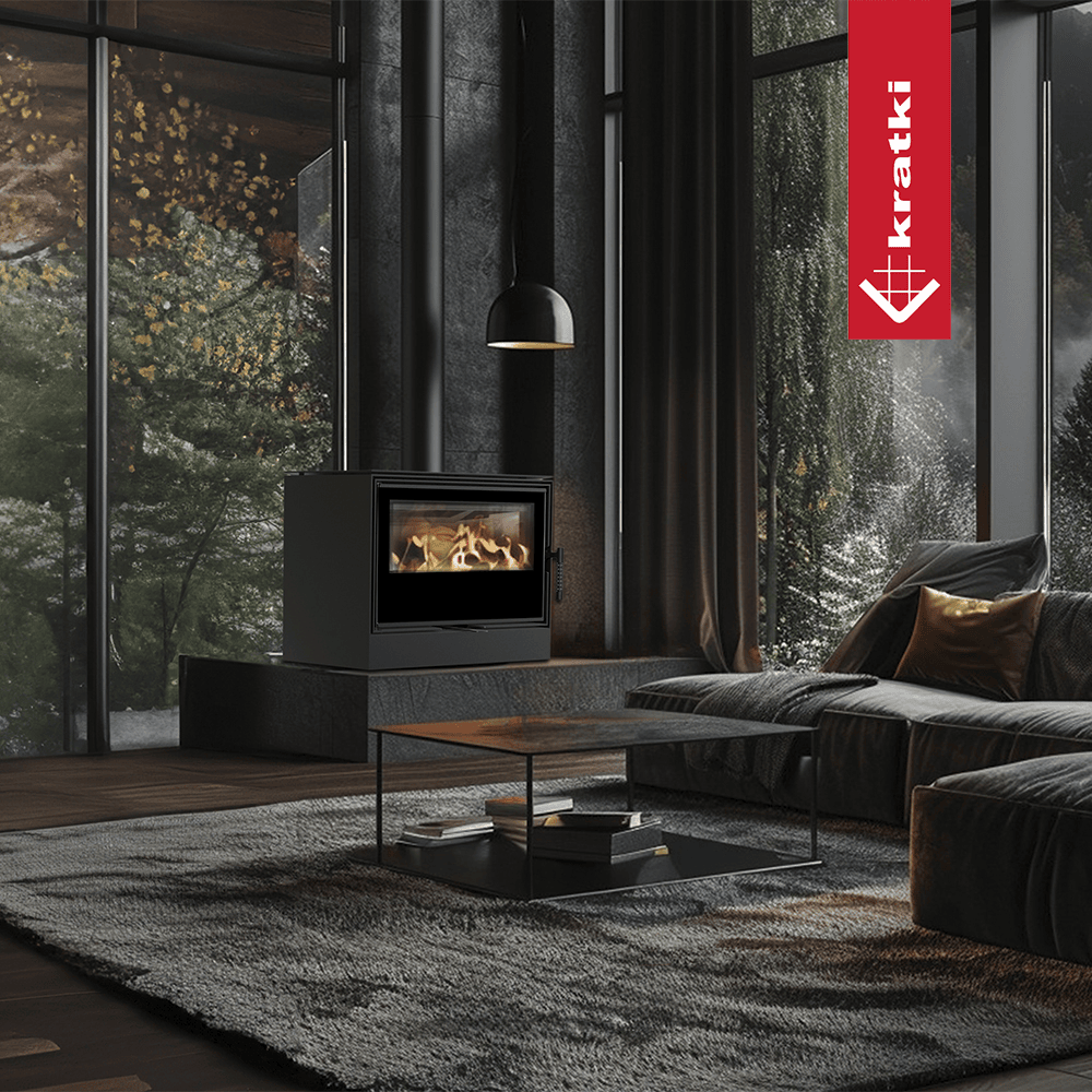Kratki Kaminofen aus Stahl KRATKI KARI 70 Ø 150 8 kW mit Türfeder