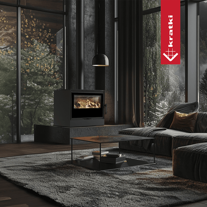 Kratki Kaminofen aus Stahl KRATKI KARI 70 Ø 150 8 kW mit Türfeder