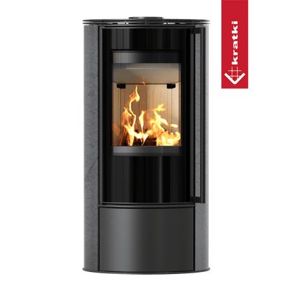 Kratki Kaminofen aus Stahl KRATKI ERIK Ø 150 5,5 kW dekorative Keramiken GRAFITE SATIN