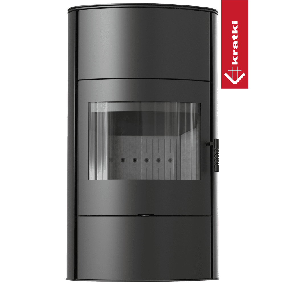 Kratki Kaminofen aus stahl KRATKI AB/S/2/ROLLO Hoch Ø 150 10 kW schwarz Verkleidung