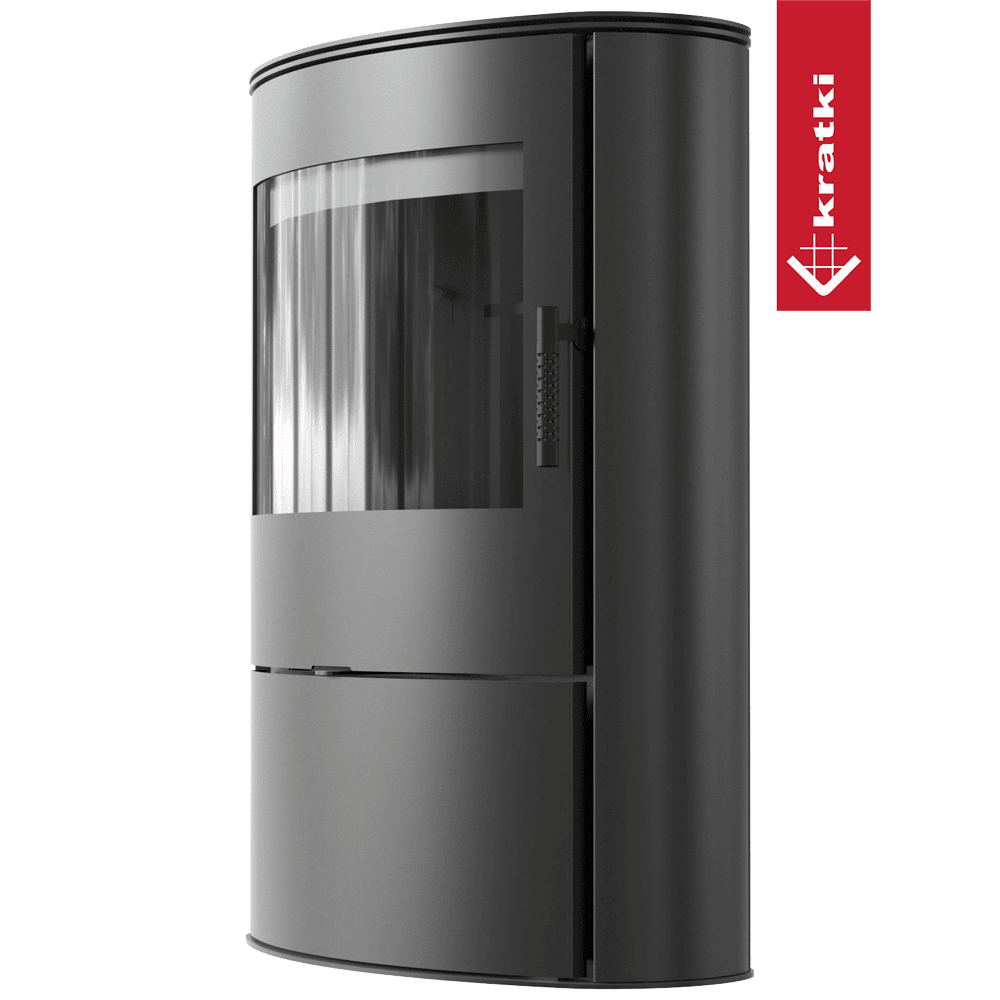 Kratki Kaminofen aus stahl KRATKI AB/S/2/ROLLO Ø 150 10 kW schwarz Verkleidung