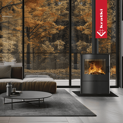 Kratki Kaminofen aus stahl KRATKI AB/S/2/ROLLO Ø 150 10 kW schwarz Verkleidung