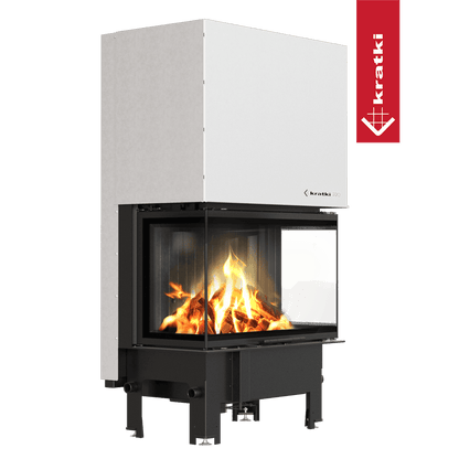 Kratki Kamineinsatz KRATKI REGNOR 800/400 Sprossenverglasung 8 kW Ø 200 schwarz Verkleidung mit Türfeder