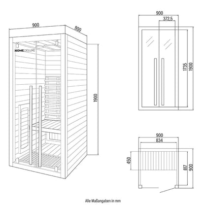 Home Deluxe Infrarotkabine SONORA S - 90 x 90 cm für 1 Person