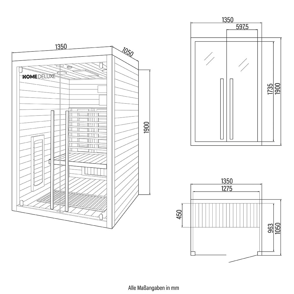 Home Deluxe Infrarotkabine SONORA M - 135 x 105 cm für 2 Personen