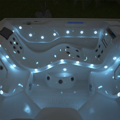Home Deluxe Outdoor Whirlpool mit Treppe und Thermoabdeckung STREAM BIG - 207 x 207 cm für 5 Personen