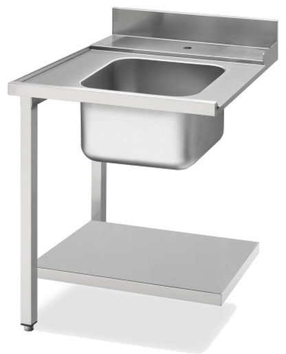 KBS Gastrotechnik Zulauftisch Becken rechts, Breite 70cm, Grundboden und Aufkantung