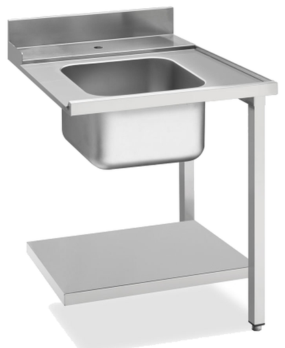 KBS Gastrotechnik Zulauftisch Becken links, Breite 70cm, Grundboden und Aufkantung