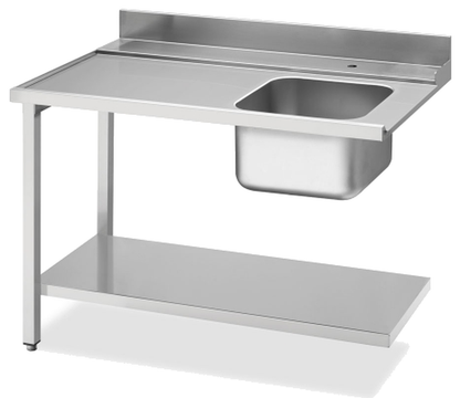 KBS Gastrotechnik Zulauftisch Becken rechts, Breite 120cm, Grundboden und Aufkantung