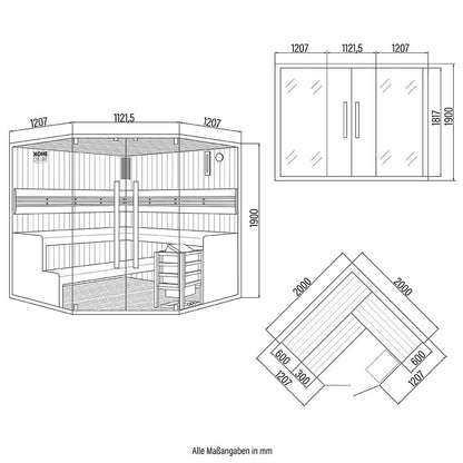 Home Deluxe Traditionelle Sauna SHADOW XL BIG - 200 x 200 cm für 6 Personen