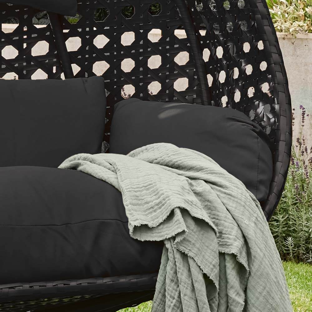 Home Deluxe Polyrattan Hängesessel TWIN - Schwarz für 2 Personen