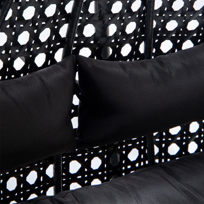 Home Deluxe Polyrattan Hängesessel TWIN - Schwarz für 2 Personen