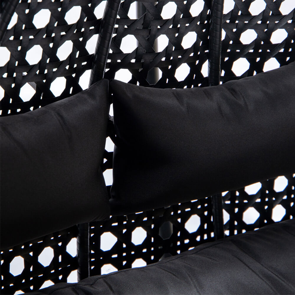 Home Deluxe Polyrattan Hängesessel mit Regenabdeckung TWIN - Schwarz für 2 Personen
