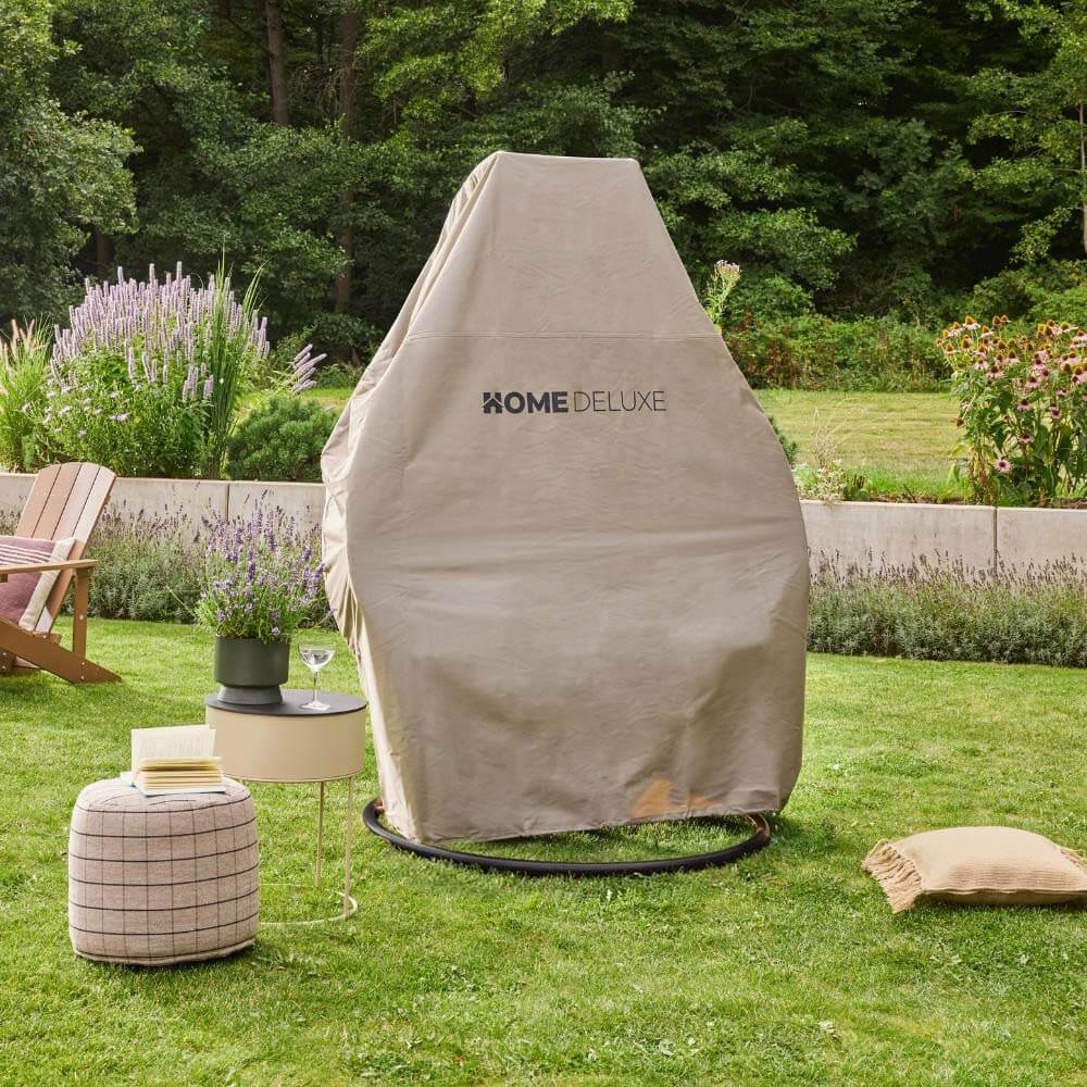 Home Deluxe Polyrattan Hängesessel mit Regenabdeckung TWIN - Schwarz für 2 Personen