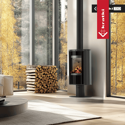 Kratki Kaminofen aus Stahl mit Sockel KRATKI ERIK Ø 150 5,5 kW