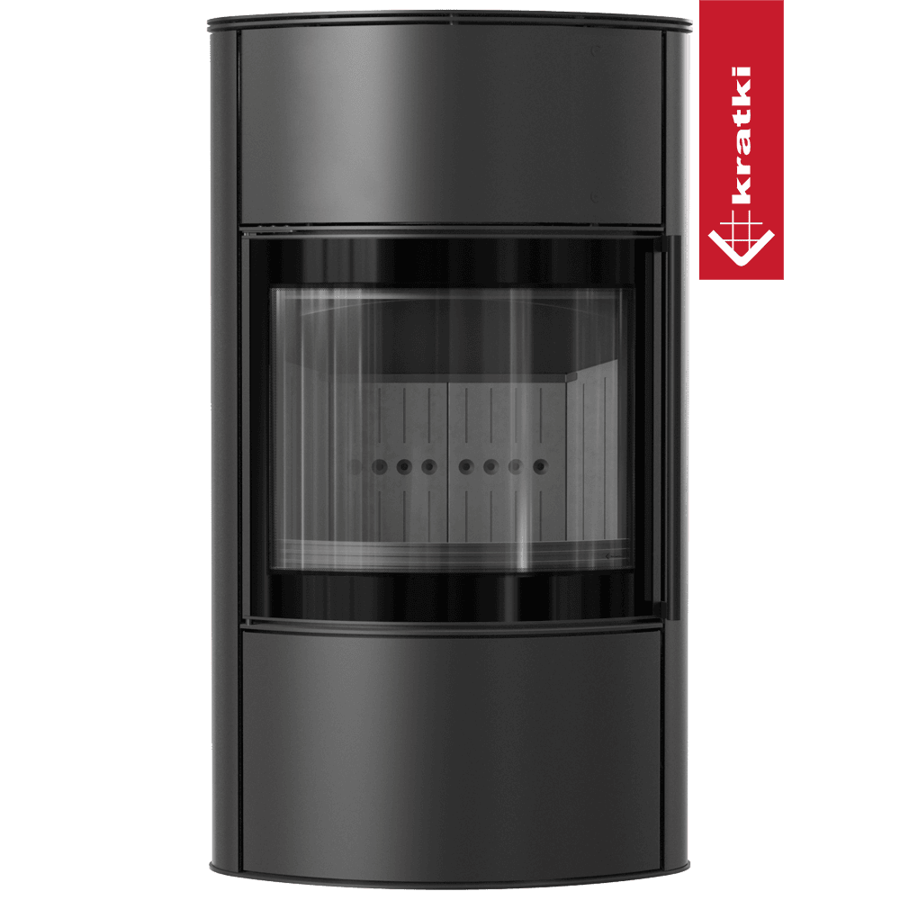 Kratki Kaminofen aus Stahl KRATKI BJORN Hoch 10 kW Ø 150 schwarz Verkleidung mit Türfeder