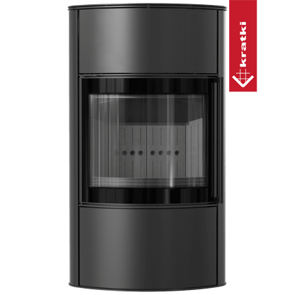 Kratki Kaminofen aus Stahl KRATKI BJORN Hoch 10 kW Ø 150 schwarz Verkleidung mit Türfeder
