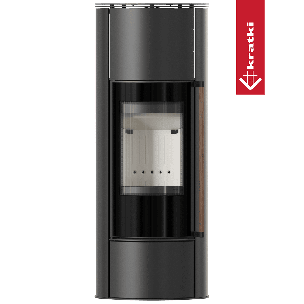 Kratki Piec stalowy ERIK Ø 150 5,5 kW/W, klamka z drewna egzotycznego Jatoba