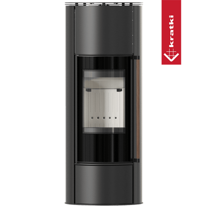 Kratki Piec stalowy ERIK Ø 150 5,5 kW/W, klamka z drewna egzotycznego Jatoba