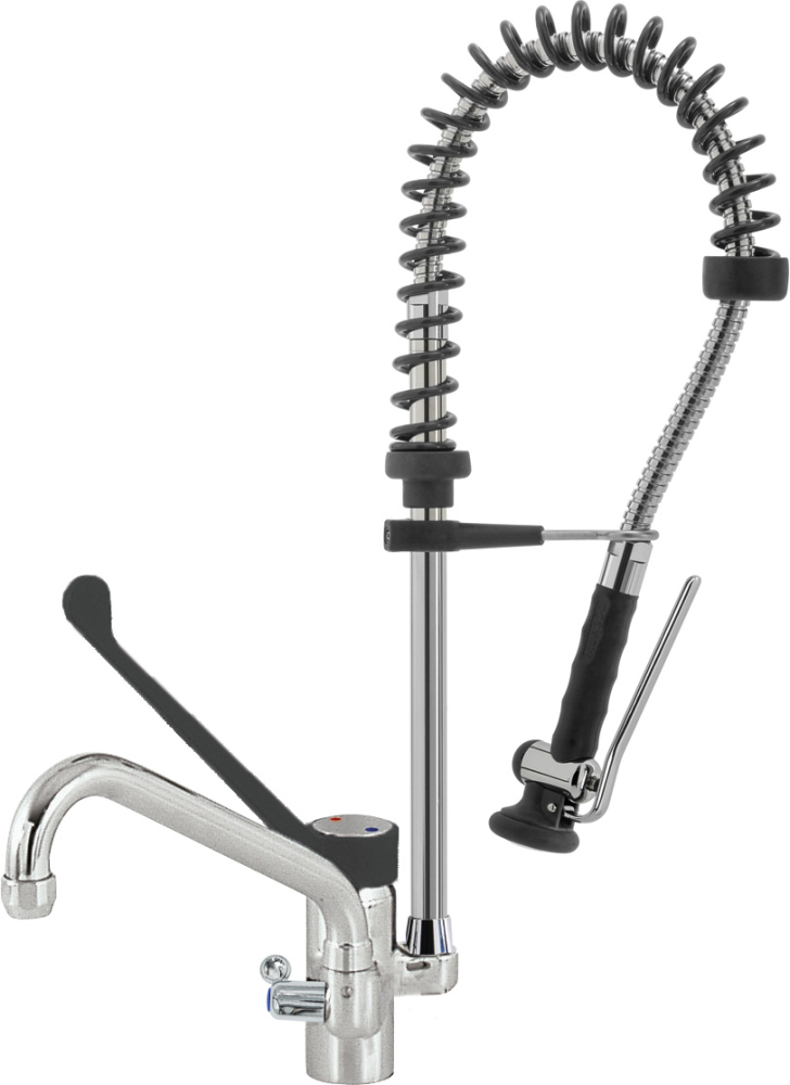 KBS Gastrotechnik STYL SHRINK Geschirrwaschbrause Schwenkhahn und BEST-Semi LOW-FLOW Brausekopf