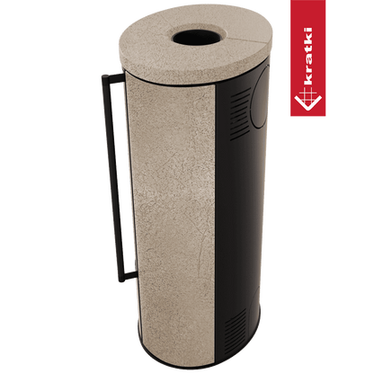 Kratki Piec stalowy ERIK Ø 150 5,5 kW ozdobna ceramika akumulacyjna GOLD SATIN; pokrywa ceramiczna