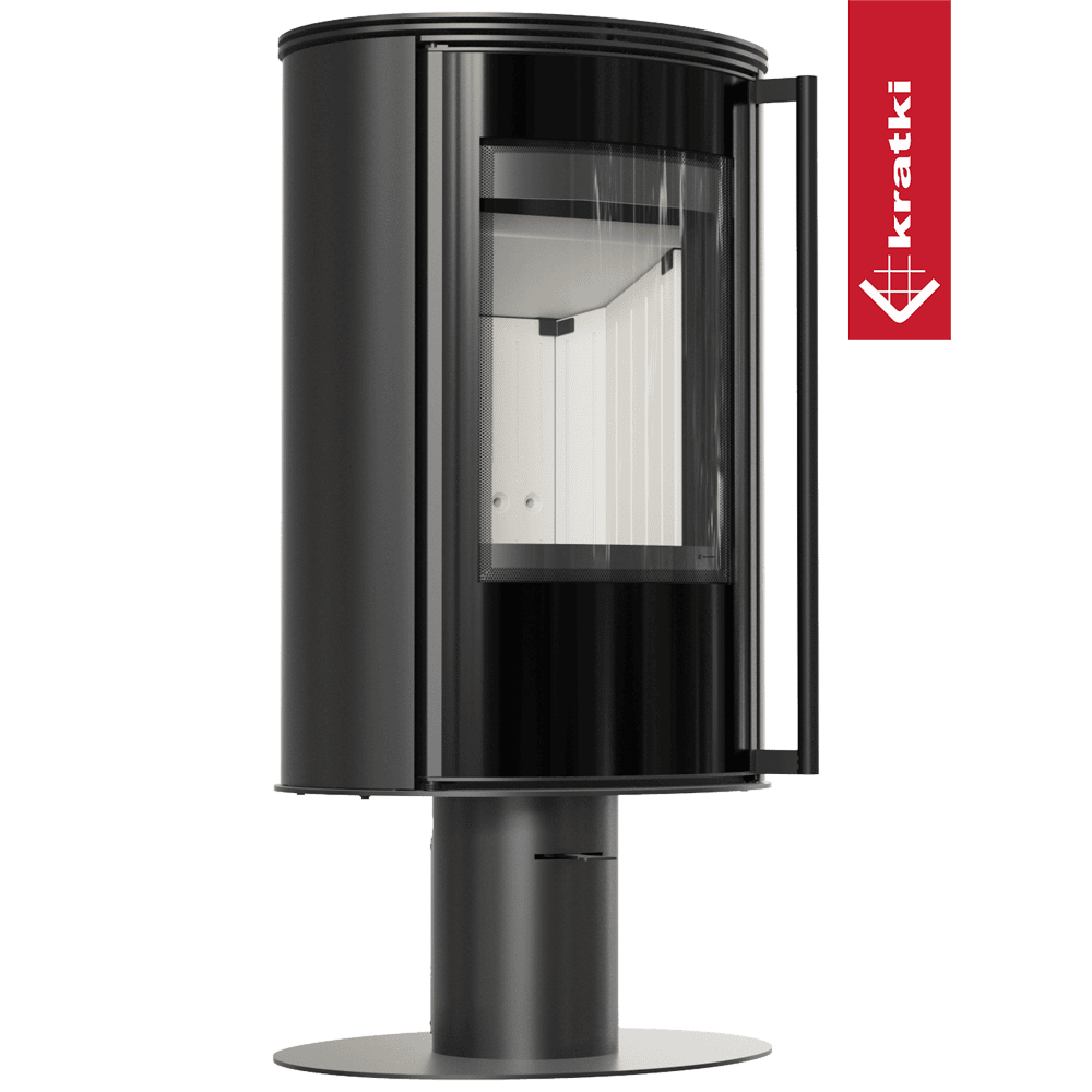 Kratki Kaminofen aus Stahl mit Sockel KRATKI ERIK Ø 150 5,5 kW mit Türfeder