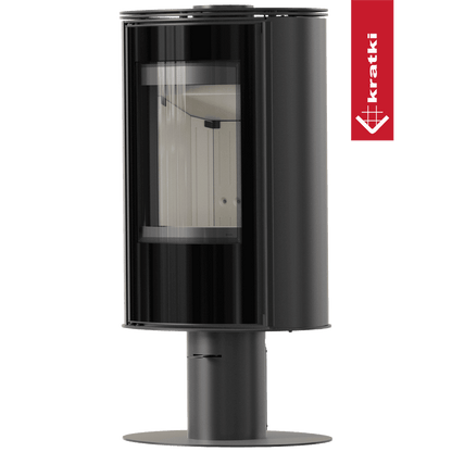 Kratki Kaminofen aus Stahl mit Sockel KRATKI ERIK Ø 150 5,5 kW mit Türfeder