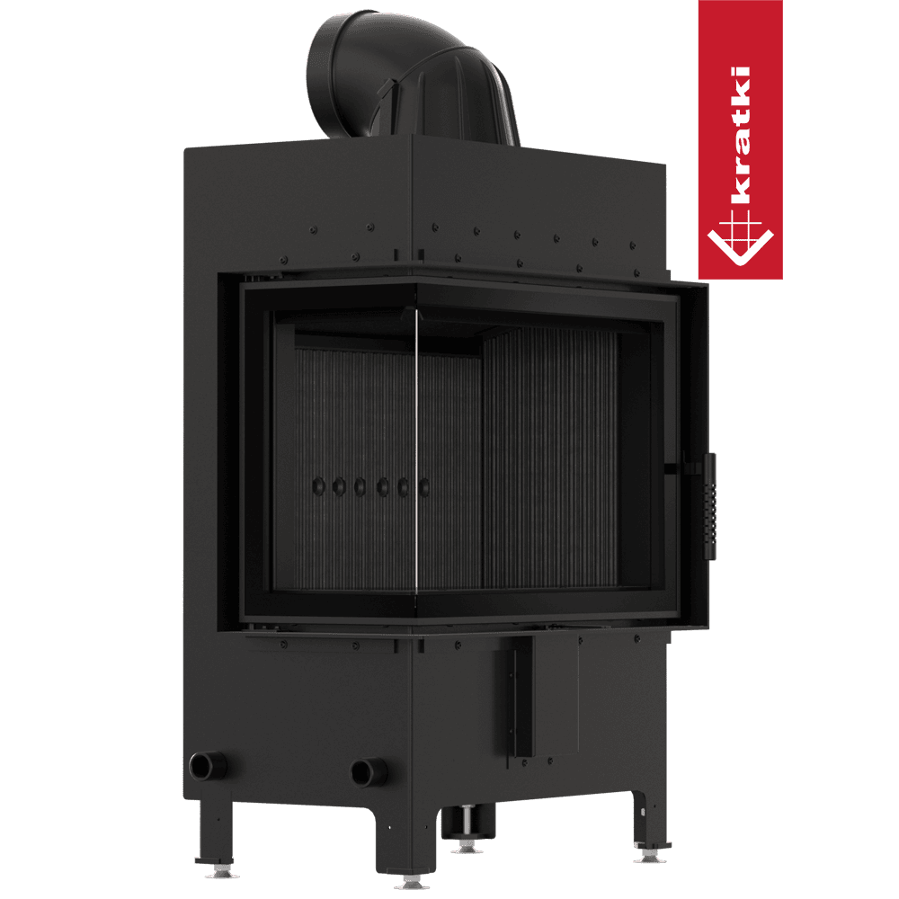 Kratki Kamineinsatz aus Stahl KRATKI LUCY links 12 kW Ø 200 schwarz Verkleidung
