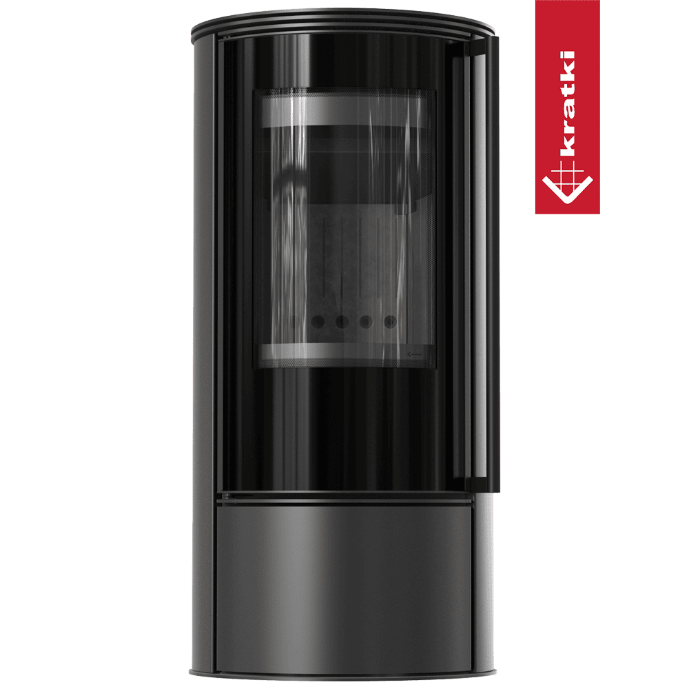 Kratki Freistehender Stahlkamin KOZA SKADI mit schwarzer Thermotec