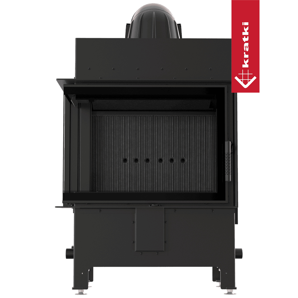 Kratki Kamineinsatz aus Stahl KRATKI LUCY links 12 kW Ø 200 schwarz Verkleidung mit Türfeder