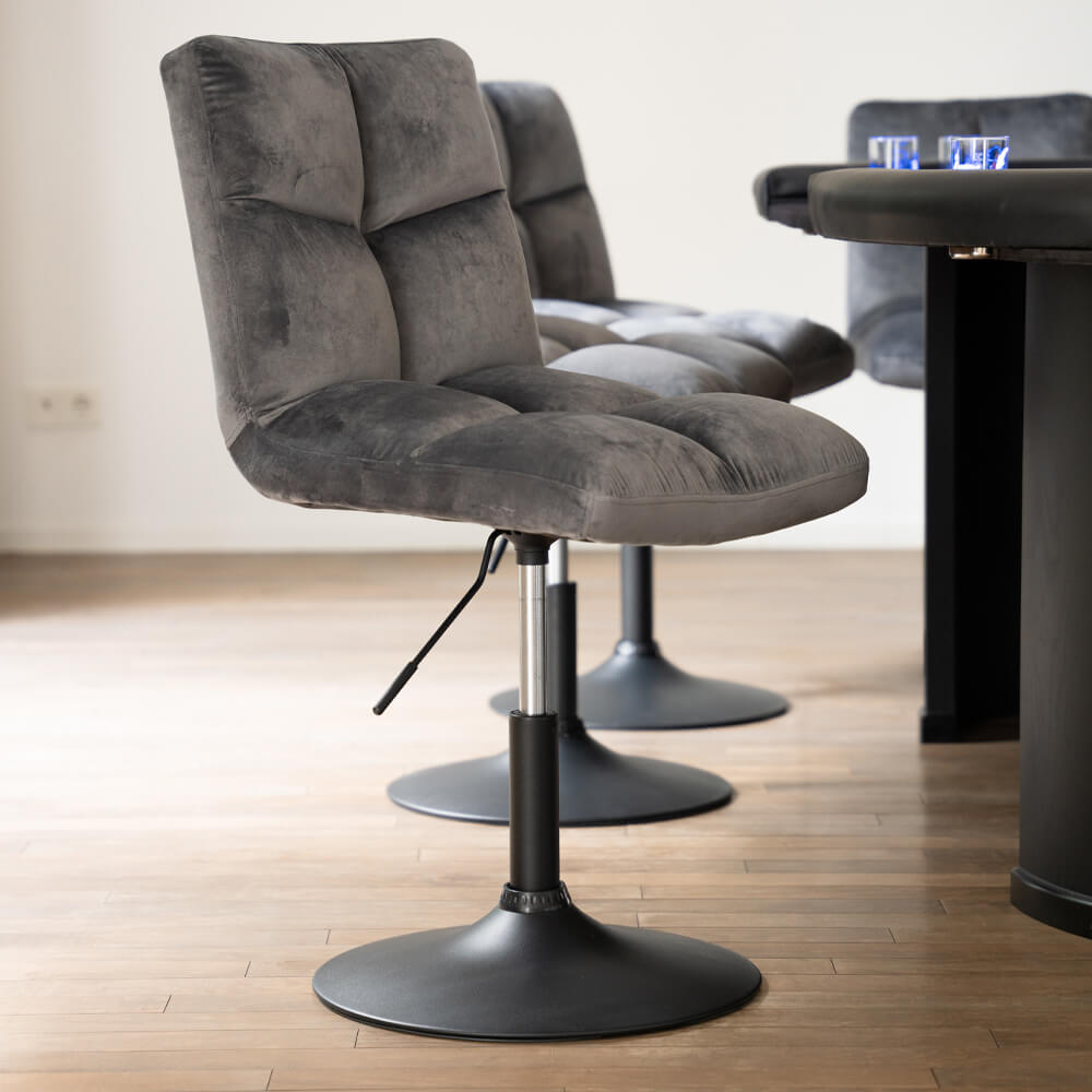 Home Deluxe Barhocker höhenverstellbar 8er Set ACE - Samt Hellgrau