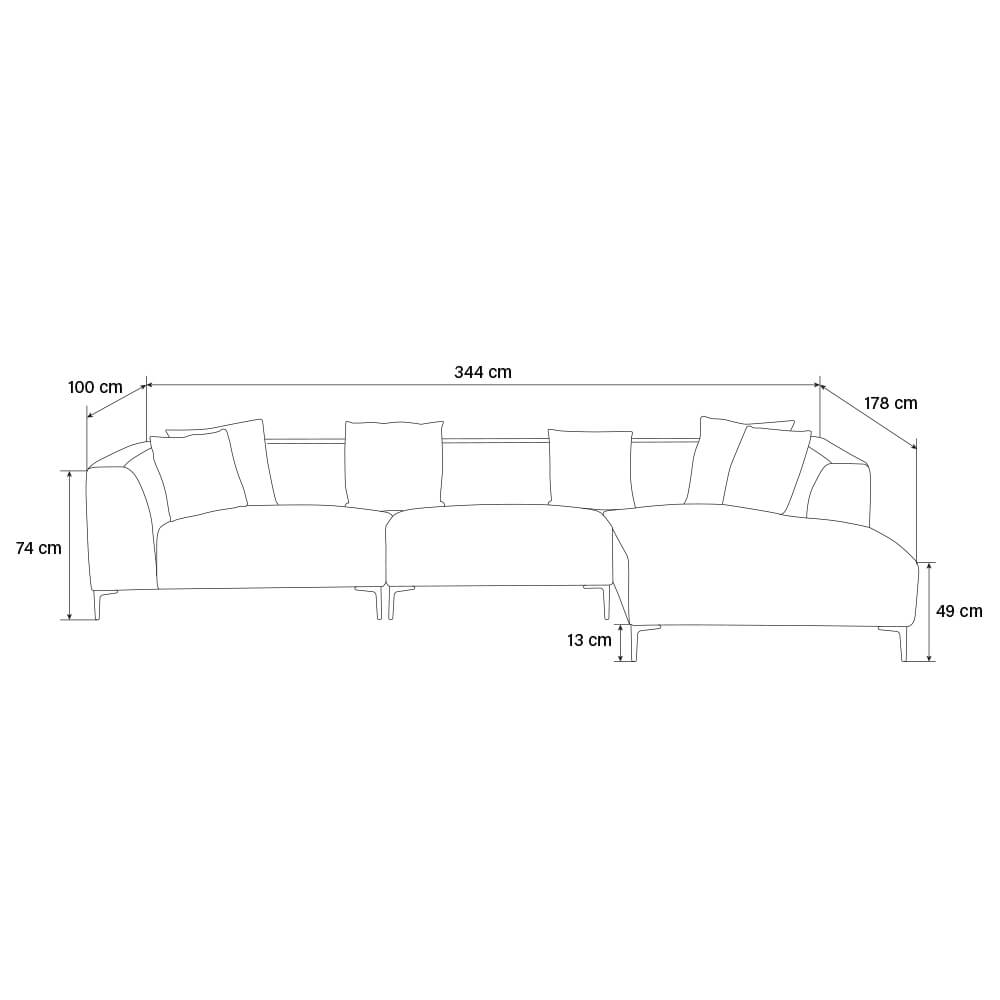 Home Deluxe Ecksofa TORINO - 344 x 178 cm Beige Rechts